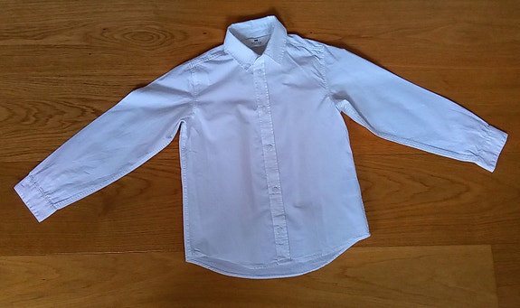 H&M poikien kauluspaita koko 128 valkoinen puuvilla