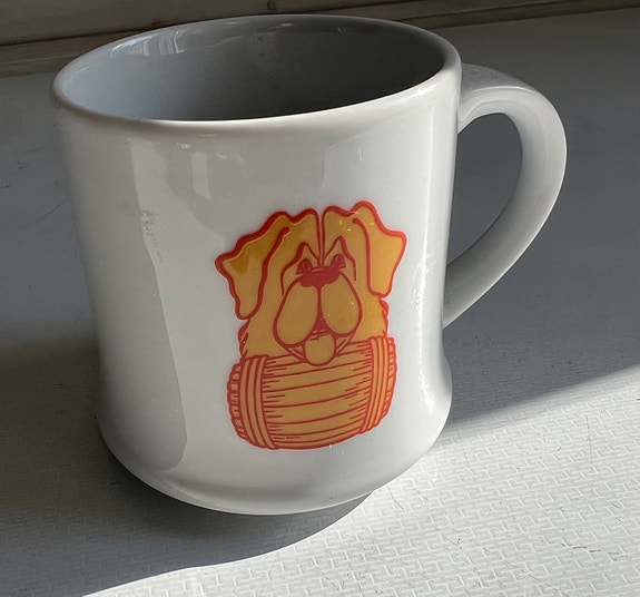 Porsgrund kahvimukit kukkakuvioilla/ koira kuva