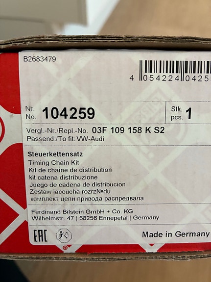 Audi / VW jakoketjusarja 03F 109 158 K S2