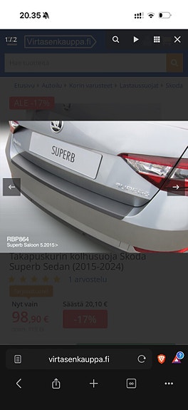 Skoda Superb takapuskurin kolhusuojalista