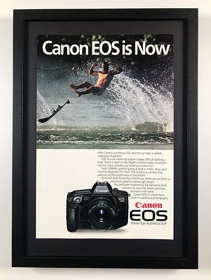 Framed 1987 Vintage Canon EOS Camera Original Magazine Advertisement