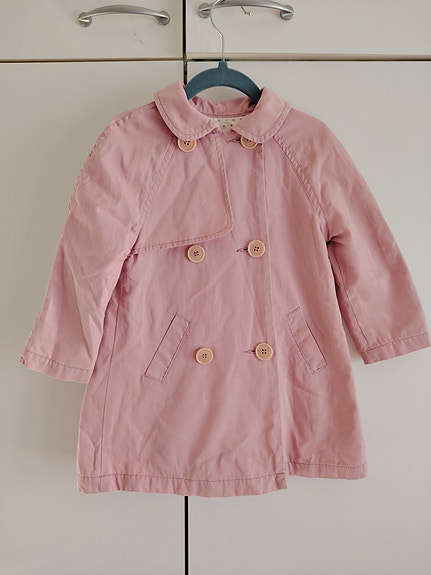Tyttöjen vaaleanpunainen takki / trenssi, koko 86-98 cm