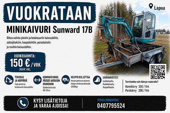 Kaivinkone vuokraus Lapua
