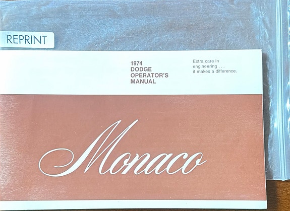 Dodge Monaco käyttöohjekirja 1974