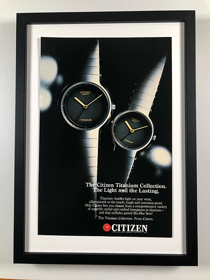 Framed 1987 Vintage Citizen Titanium Watch Original Magazine Advertisement