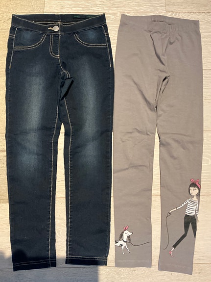 Tyttöjen 128 kesäfarkut Benetton ja söpöt koira leggings hyvä kunto Kotka