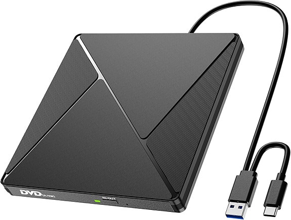 Ulkoinen CD-DVD-asema, USB-A / USB-C Liitännällä, Plug & Play