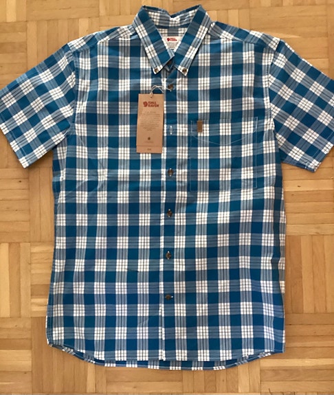 Fjällräven Övik Button down -miesten kauluspaita S sininen ruudullinen