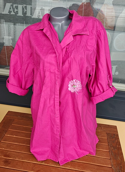 🩷 Karkkipinkki XL - XXL juhlava takki/paita 🩷 pinkki kukka vaaleanpunainen kesä