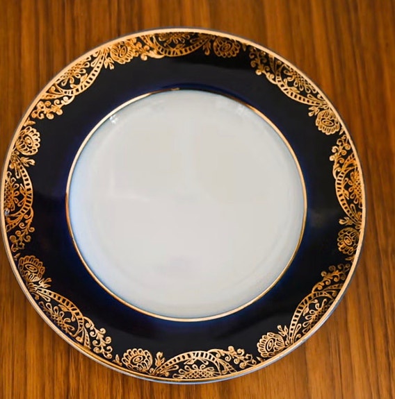 Lomonosov / Imperial Porcelain lautaset 8 kpl – koboltti & kultakoriste