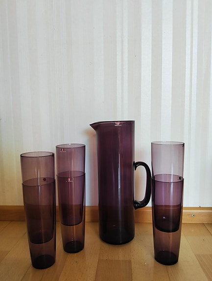 Iittala kannu ja 6 juomalasia