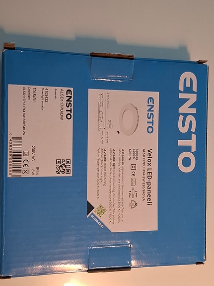 Ensto Velox LED-paneeli, IP44/8w, valkoinen