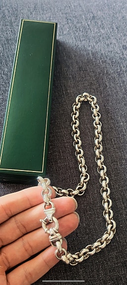 Hopeaketju 925 Papu ketju 12 mm 56 cm 70g +rasia