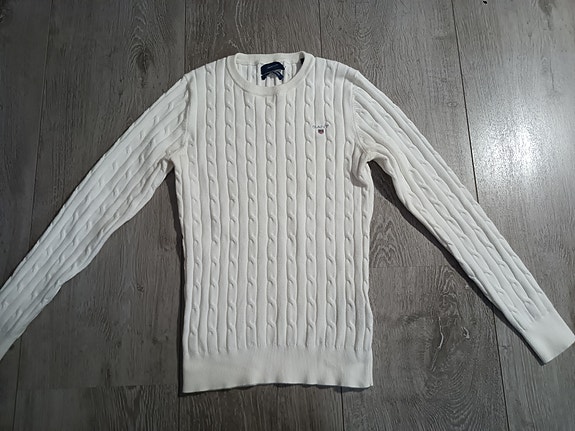 Gant stretch cotton cable knit XS neule valkoinen