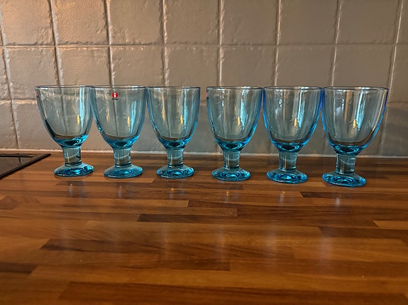 Iittala Verna siniset viinilasit 6 kpl