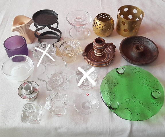 Kynttilänjalkoja... Iittala, Arabia, Riihimäen lasi yms... kynttilänjalka tuikku