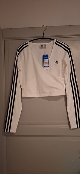Adidas Originals pitkähihainen crop-top M valkoinen