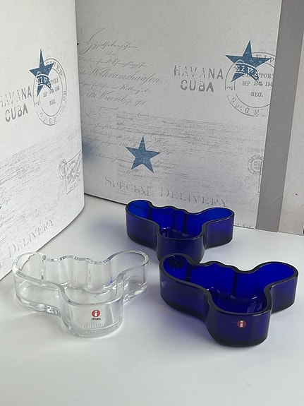 Iittala Alvar Aalto maljat kirkas ja koboltinsininen