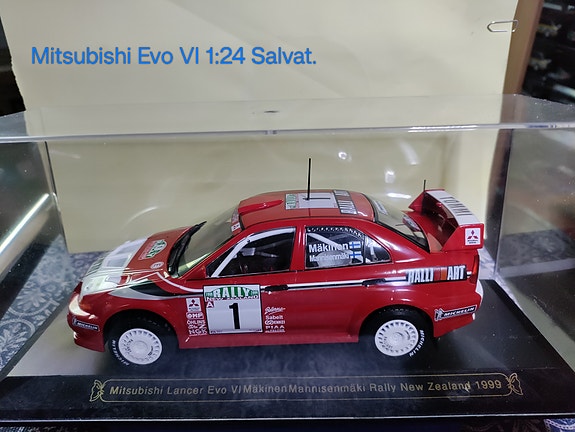 Mitsubishi Lancer EVO VI ralliauto pienoismalli Tommi Mäkinen New Zealand 1999