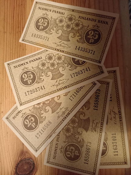Suomen Pankki 25 penniä setelit