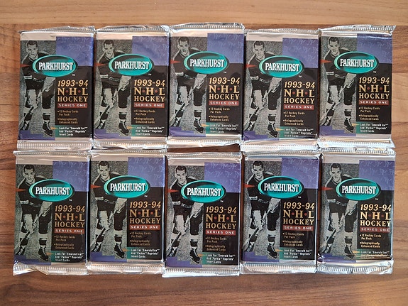 1993/94 Parkhurst, Series 1, USA-edition NHL-jääkiekkkokortti pakkoja 10kpl.