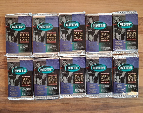 1993/94 Parkhurst, Series 1, CAN-edition NHL-jääkiekkkokortti pakkoja 10kpl.