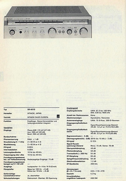 Hitachi AM-FM stereo receiver SR-4010