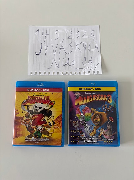 Kung Fu Panda 2 + Madagascar 3 Blu-ray + DVD -elokuvat