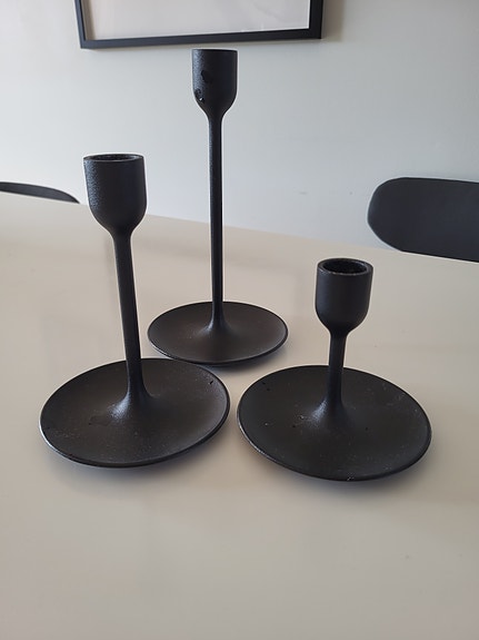 IKEA mustat metalliset kynttilänjalat, 3 kpl
