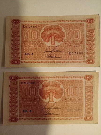 10 markan setelit 2 kpl