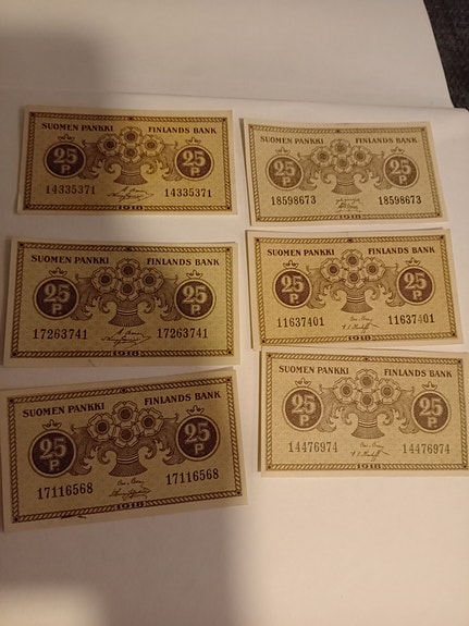 Suomen Pankki 25 penniä setelit