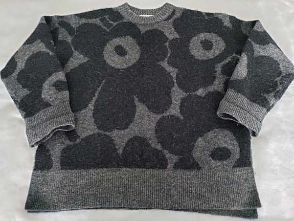 Marimekko Polkujen unikko villapaita XS mustaharmaa