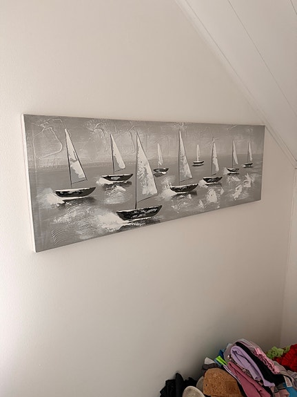 Canvas taulu 120x40 purjeveneet harmaa/valkoinen/musta