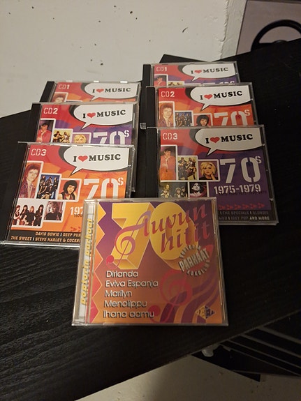 I Love Music 70’s CD-kokoelma + 70-luvun hitit CD