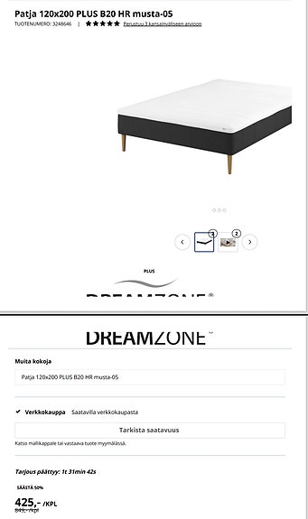 Jysk Dreamzone runkopatjasänky 120x200