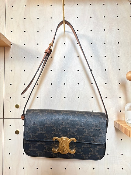 Celine Small Triomphe olkalaukku Claude Shoulder Bag in Brown Canvas