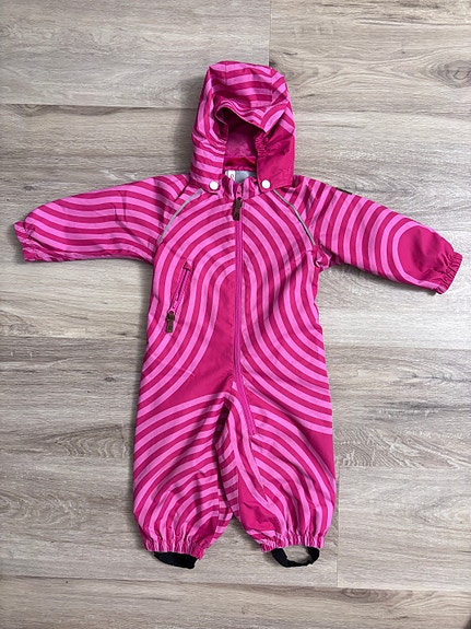 Pinkki raidallinen haalari koko 80 tytölle