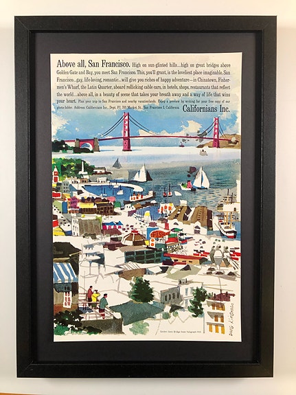 Framed 1961 Vintage Visit San Francisco California Original Magazine Ad