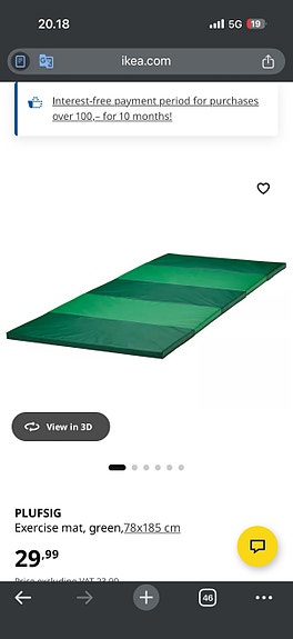 IKEA PLUFSIG leikkimatto/voimistelumatto