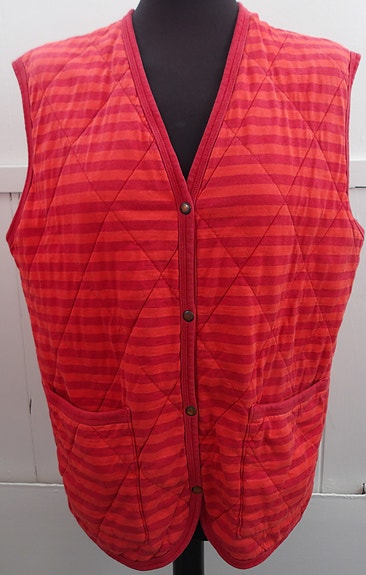 Vintage Marimekko tasaraita liivi painonapeilla koko M/L