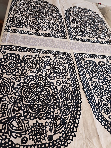 Marimekko Maija Isola Satula kangas tummansininen/vaalea liila