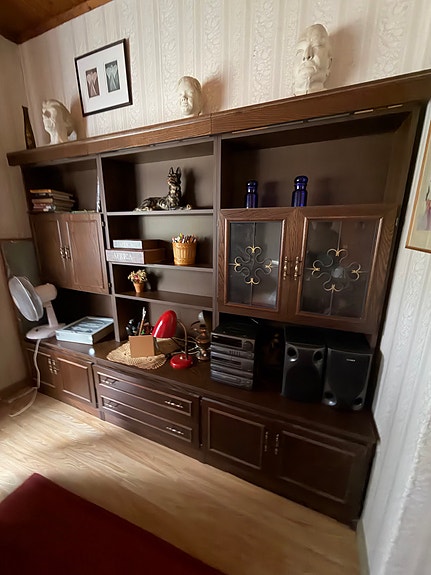 Retro kirjahylly / seinäyksikkö tummanruskea