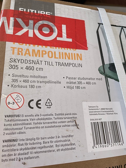 UUSI turvaverkko trampoliiniin 305–460 cm+hyppymatto+reunasuoja