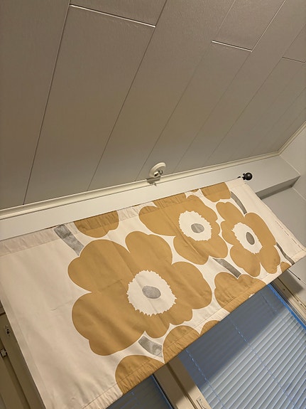 Marimekko Unikko verhokappa beige-valkoinen