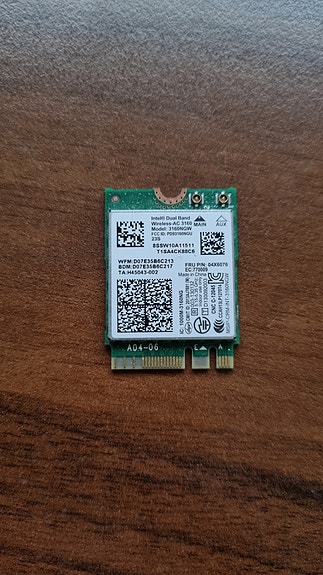Intel Dual band wireless AC WLAN ja bluetooth kortti 3160NGW