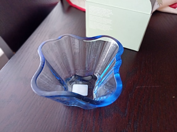 Iittala Kivi kulho 75 mm sininen lasikulho