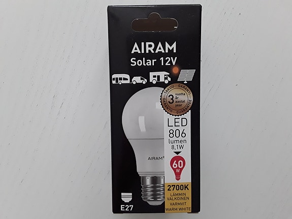 Airam Solar 12V E27 LED lamppu