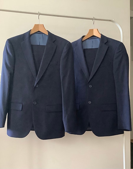 Dressmann WOOL STRETCH Nuorten puku, slim fit Väri: Sininen - tumma, koko 44