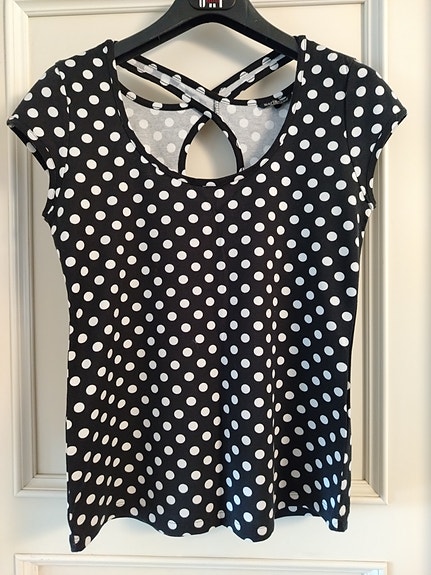 Marimekko toppi musta valkoiset pallot M