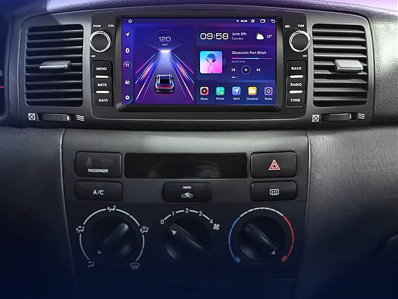 Android soitin 7" näytöllä Toyota Corolla 2000-2008